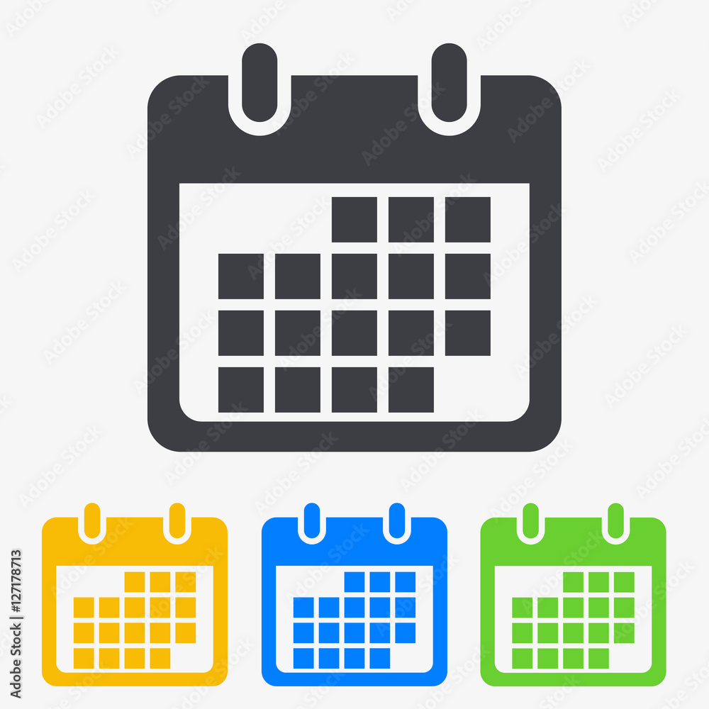 Icono plano calendario en varios colores