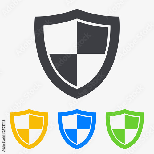 Icono plano escudo en varios colores