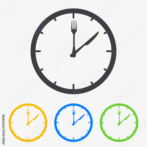 Icono plano hora de comer en varios colores