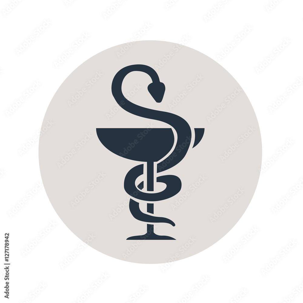 Icono plano simbolo farmacia en circulo gris Stock Vector | Adobe Stock