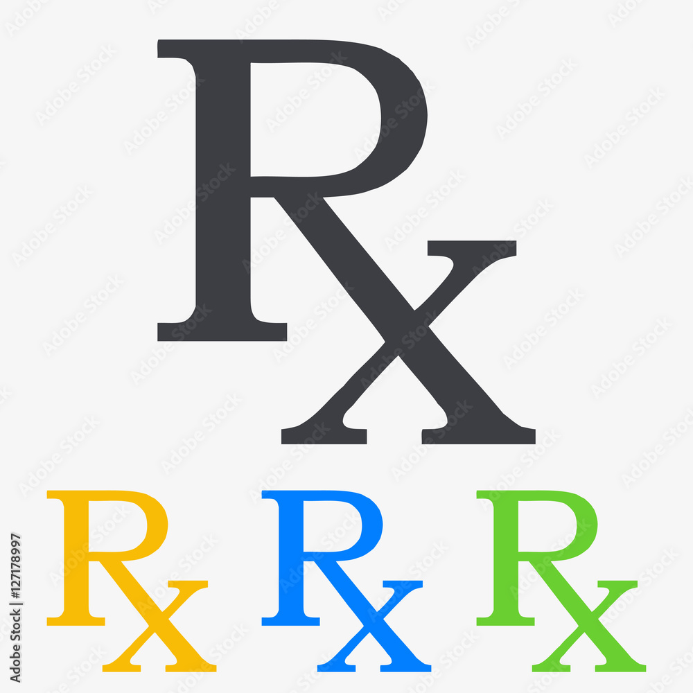 Icono plano simbolo RX en varios colores Stock Vector | Adobe Stock