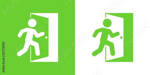 Icono plano salida verde y blanco