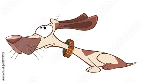 Illustration of a Cute Hunting Dog. Cartoon Character