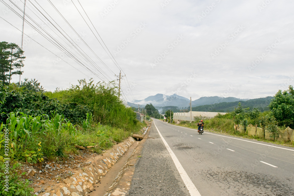 Road at Vietnam in mountains near Da Lat