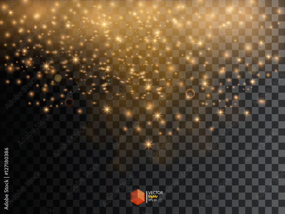 Star Effects. Stardust on a transparent background. Falling Star. Vector illustration.