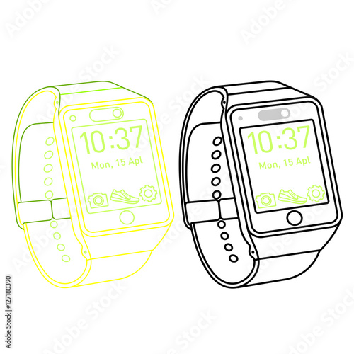 Vector illustration of fitness band, smart watch.