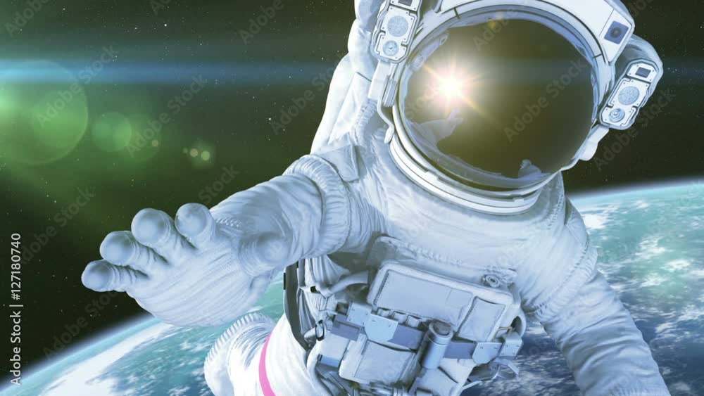 Astronaut in Space. 3d animation with a green screen, full HD 1080