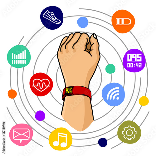 Vector illustration of fitness band, hand bracelet
