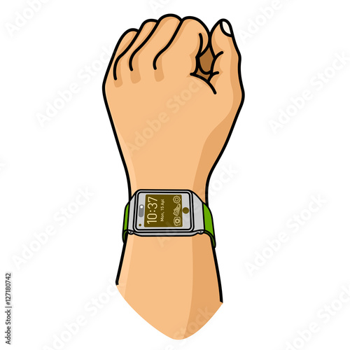 Vector illustration of fitness band, smart watch.