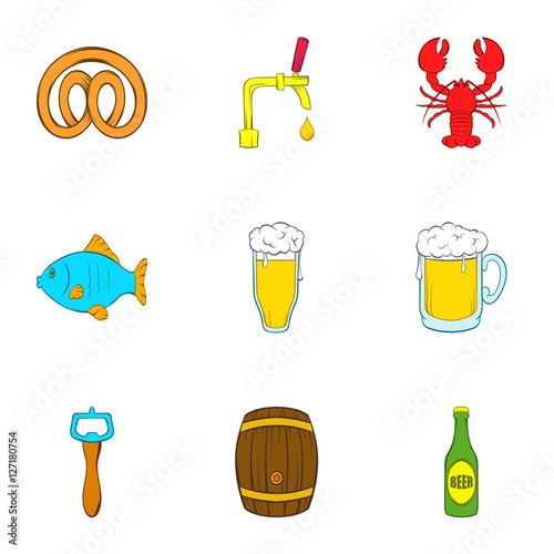 Ale icons set. Cartoon illustration of 9 ale vector icons for web