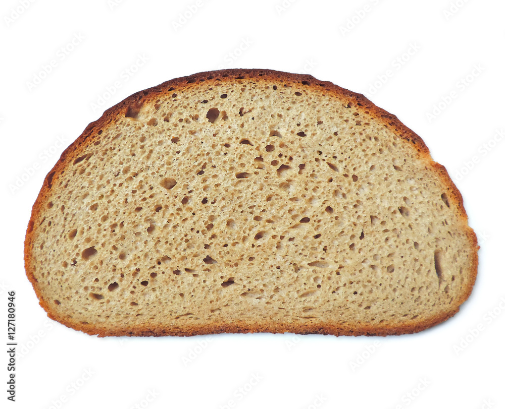 Slice of rye bread or whole wheat bread, isolated on white background. Slice of rye bread or whole wheat bread, isolated on white background.