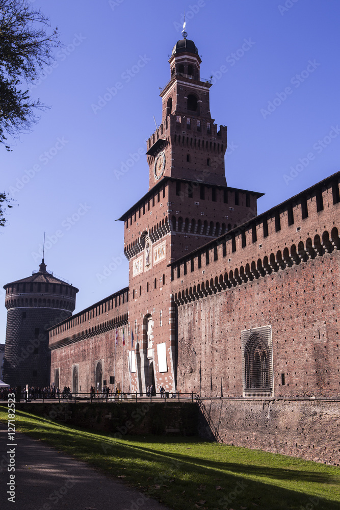Sforza Castle (Castello Sforzesco), a castle in Milan, Italy.