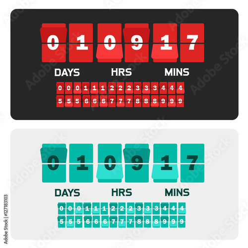Countdown clock digits board New year and Christmas sale timer. Number counter template banner, all digits with flips included.