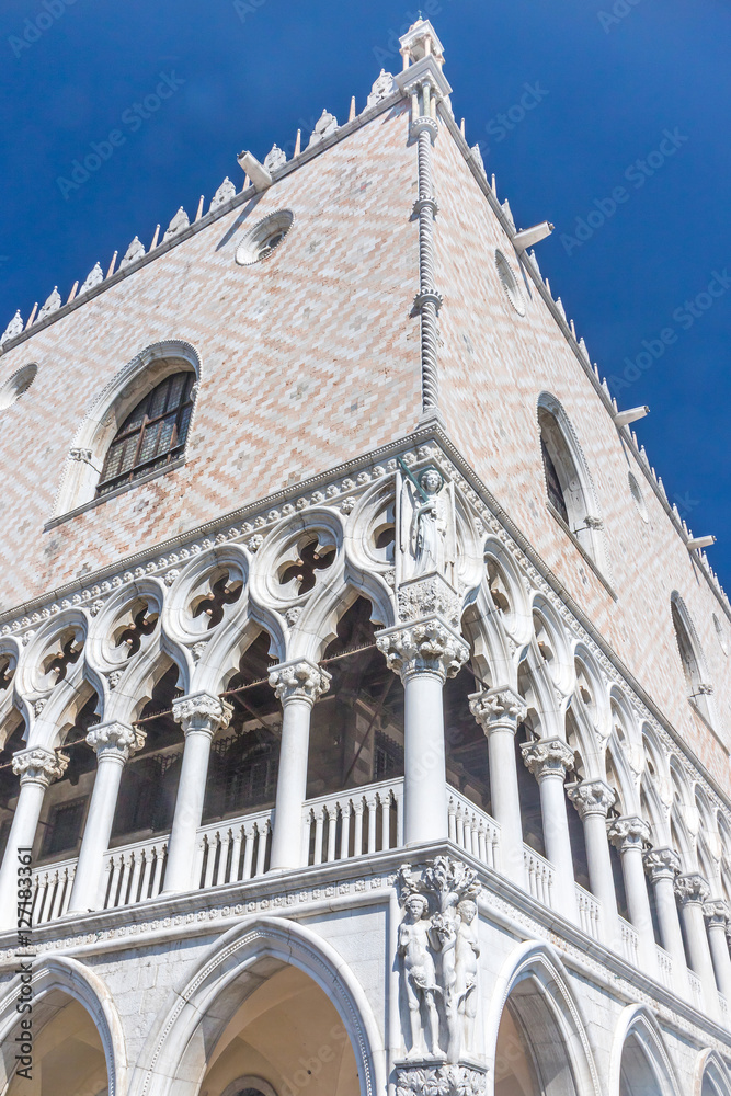 Corner of the Doge's Palace in Venice (Italy) to St. Mark's Square. Vertically. 