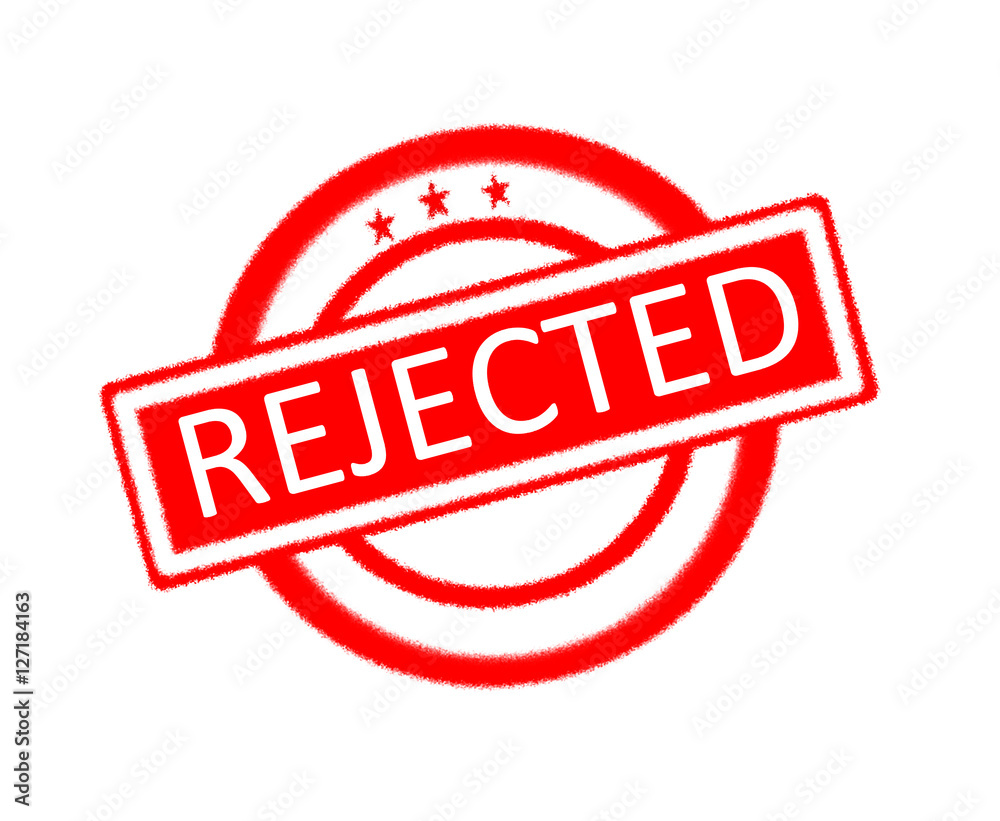 Illustration of rejected word written on red rubber stamp Stock
