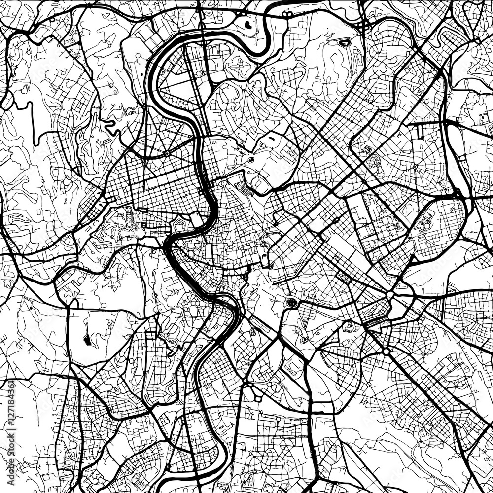Rome, Italy, Monochrome Map Artprint
