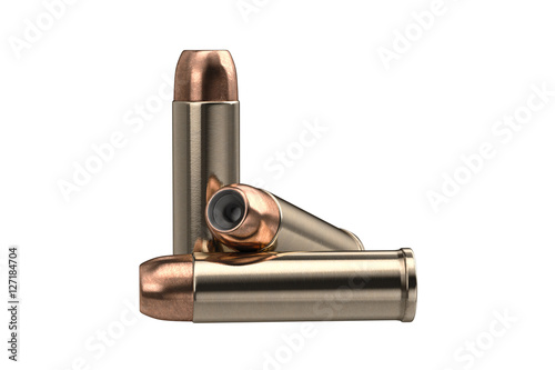 Bullet gun brass metal shell. 3D graphic