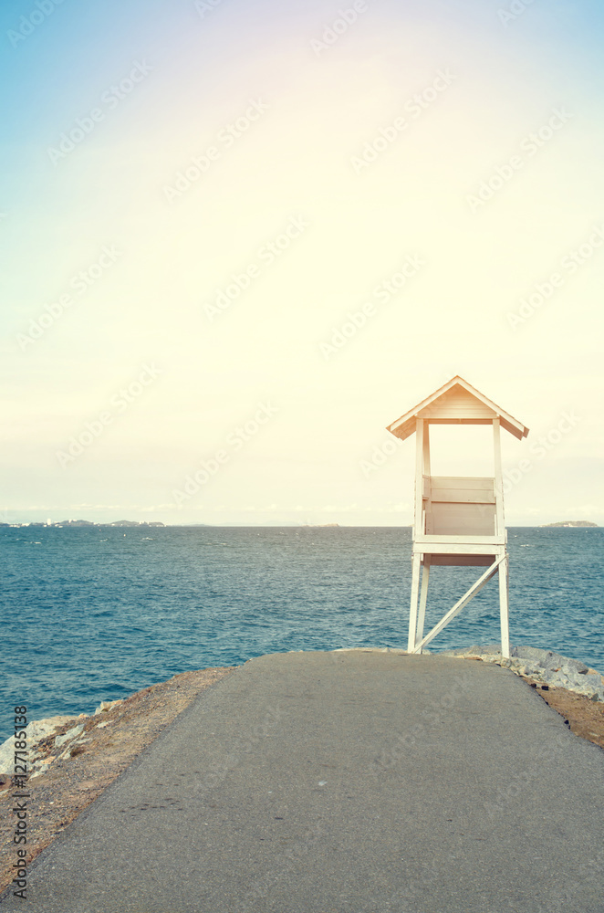 white hut and the sea at Khao Laem Ya National Park, Rayong, Tha