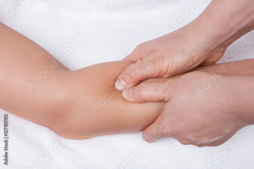 Close up of massage forearm points