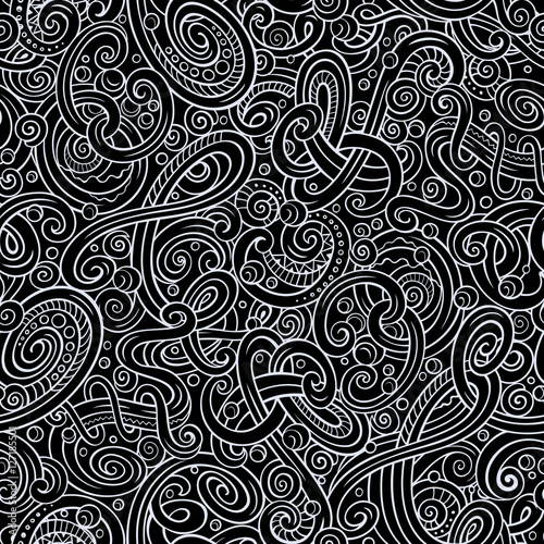 Decorative doodle abstract winter curly seamless pattern