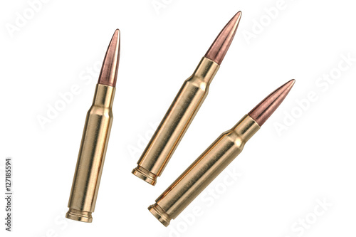 Bullet rifle copper round projectile. 3D graphic