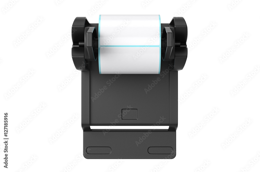 Roll holder with paper sticker, top view. 3D graphic Roll holder with paper sticker, top view. 3D graphic