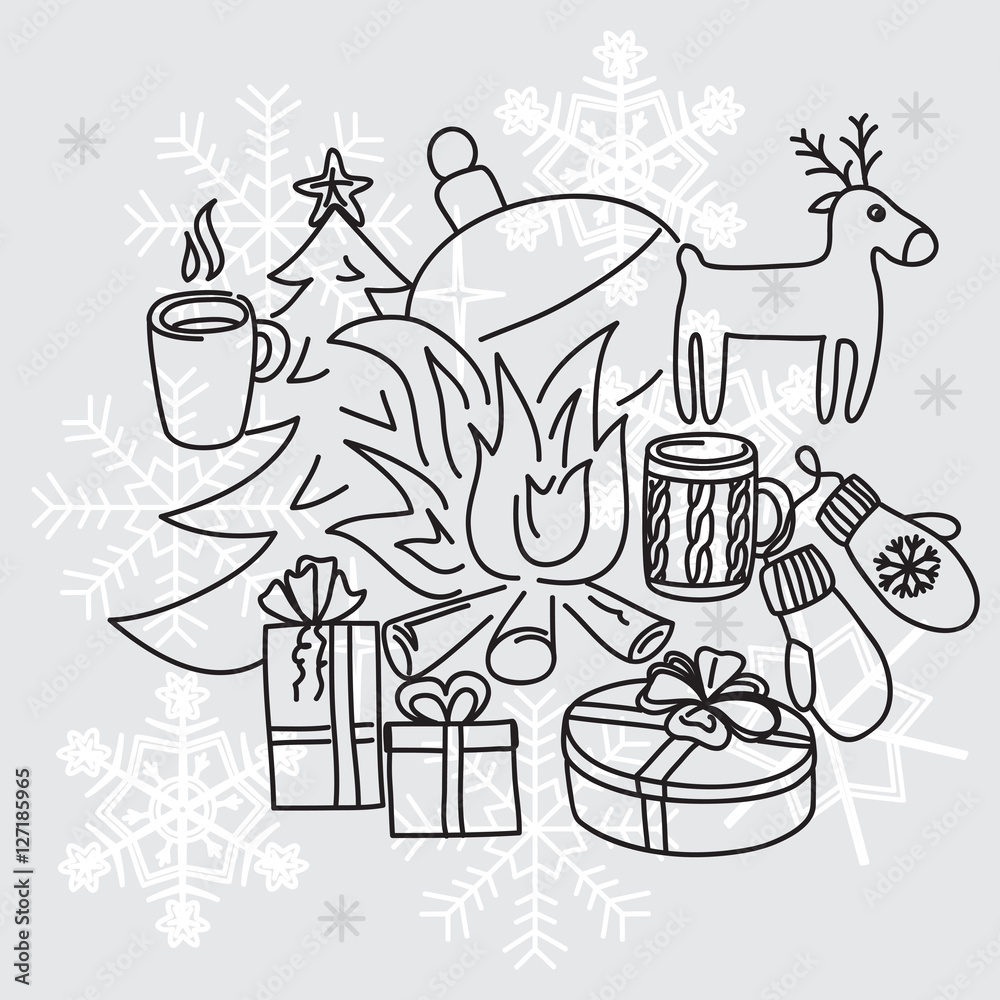 New Year Christmas tale. Home, a cozy, warm atmosphere New Year Christmas tale. Home, a cozy, warm atmosphere