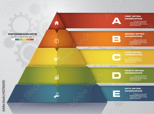 Abstract pyramid shape layout with 5 steps order template/graphic or website layout. EPS10.