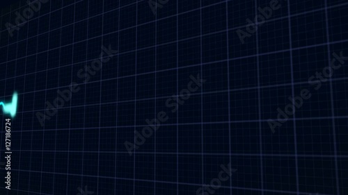 perspective view of a blue heartbeat curve, full hd, loopable
