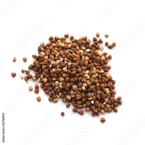 Buckwheat grain isolated on white background