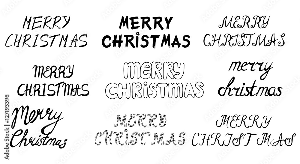 Set of hand drawn Merry christmas Set of hand drawn Merry christmas