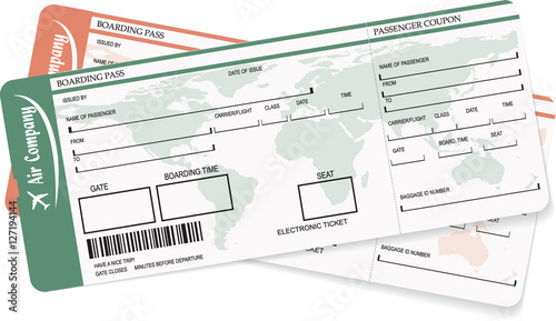 Vector illustration of pattern of two boarding pass or air ticket