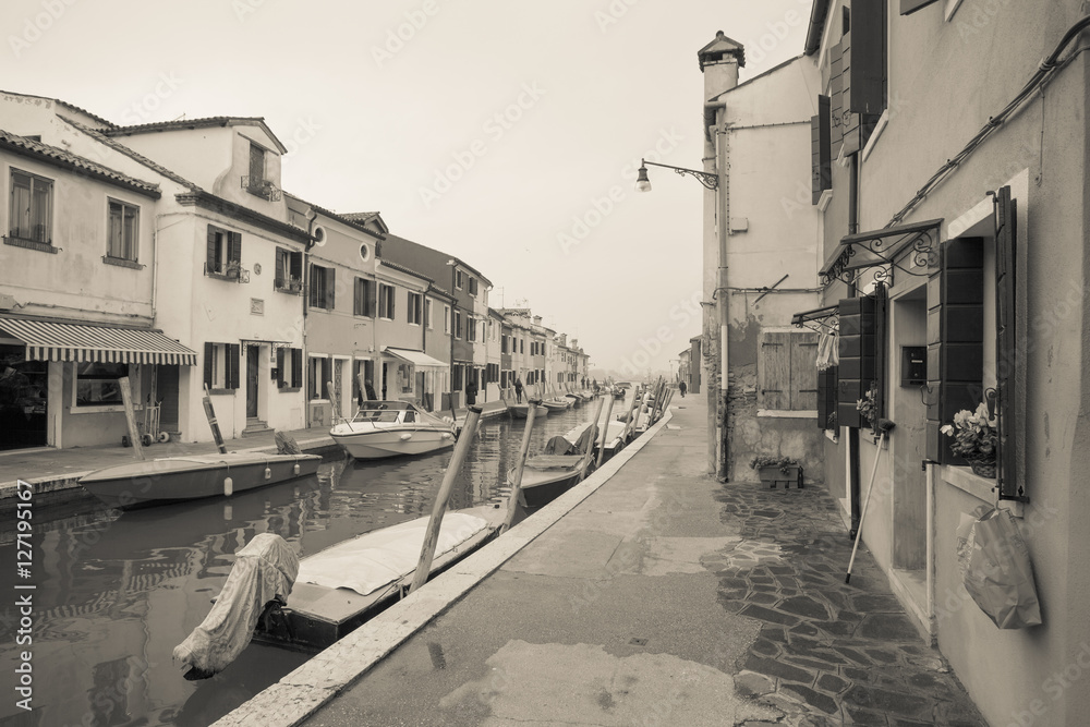 Fototapeta premium Vintage view from the Burano island, Venice