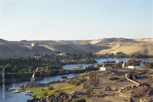 Elephantine Island from the Old Cataract Hotel, Aswan, Egypt photo