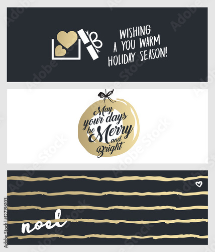 Set of Christmas and New Year social media banners. Hand drawn vector illustrations for website and mobile banners, internet marketing, greeting cards and printed material design.