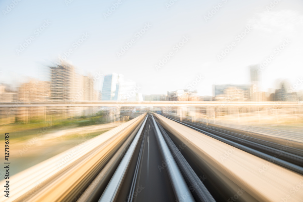 Fototapeta premium Speed motion in urban highway road tunnel