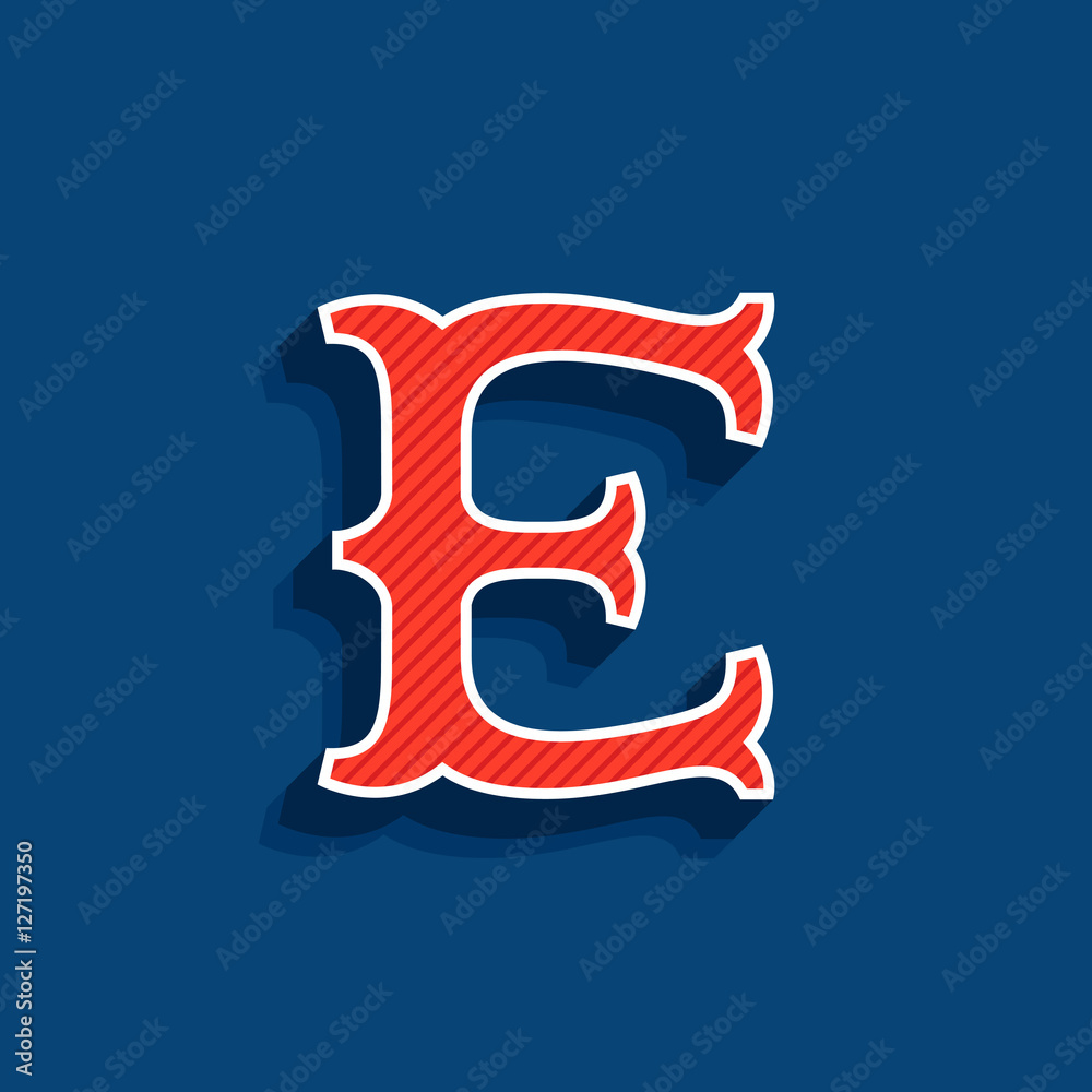 E letter logo in classic sport team style font. E letter logo in classic sport team style font.