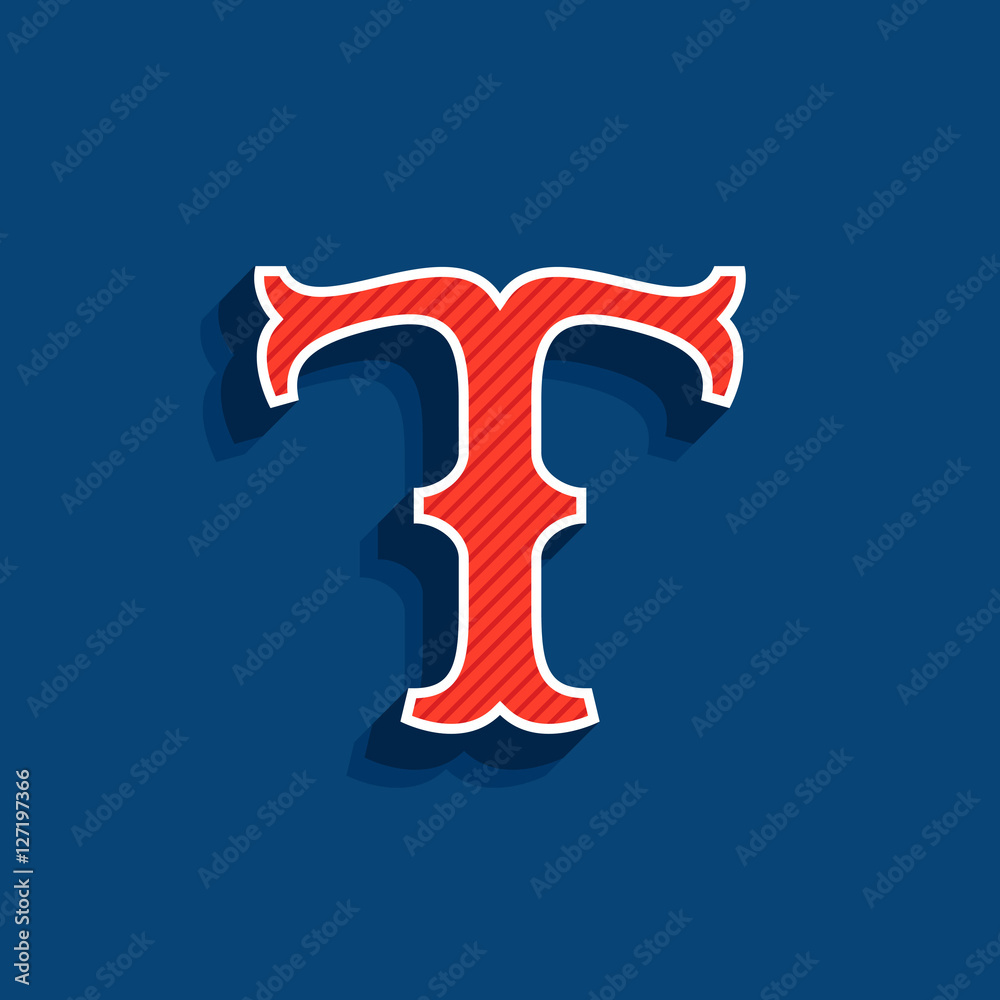 T letter logo in classic sport team style font. T letter logo in classic sport team style font.
