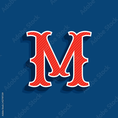 M letter logo in classic sport team style font.