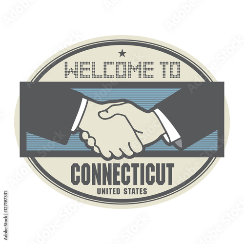 Business concept with handshake and text Welcome to Connecticut