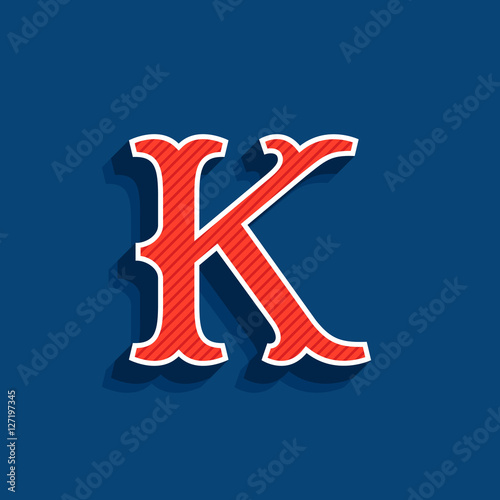 K letter logo in classic sport team style font.