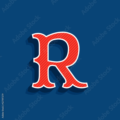 Canvas Print R letter logo in classic sport team style font.