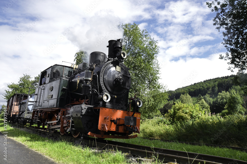 Naklejka premium Zabytkowa lokomotywa parowa Sauerland Kleinbahn