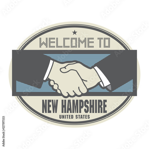 Business concept with handshake and text Welcome to New Hampshire