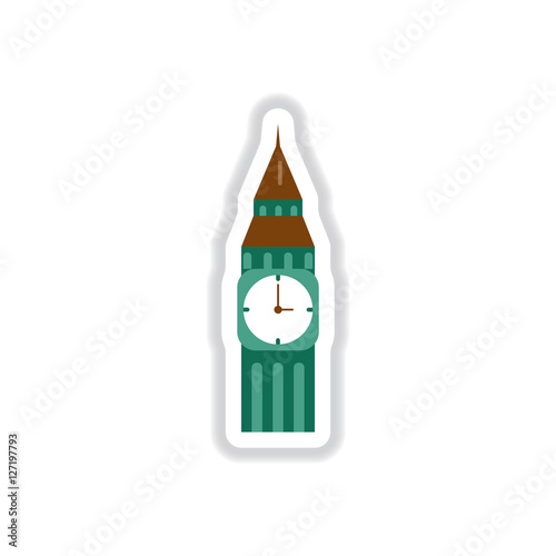 Vector illustration in paper sticker style big ben