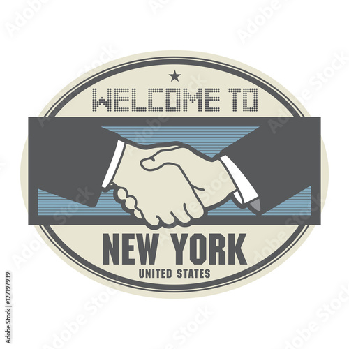 Business concept with handshake and the text Welcome to New York