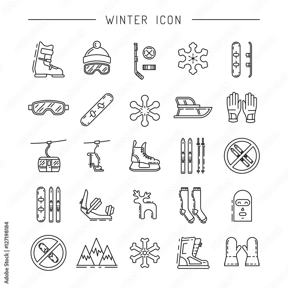 Fototapeta premium set winter icon