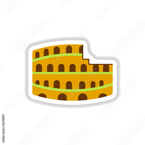 Vector illustration in paper sticker style Colosseum in Rome