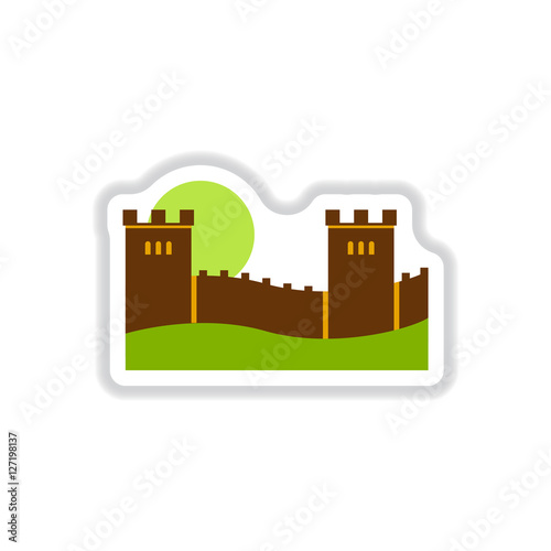 Vector illustration in paper sticker style Great wall of china