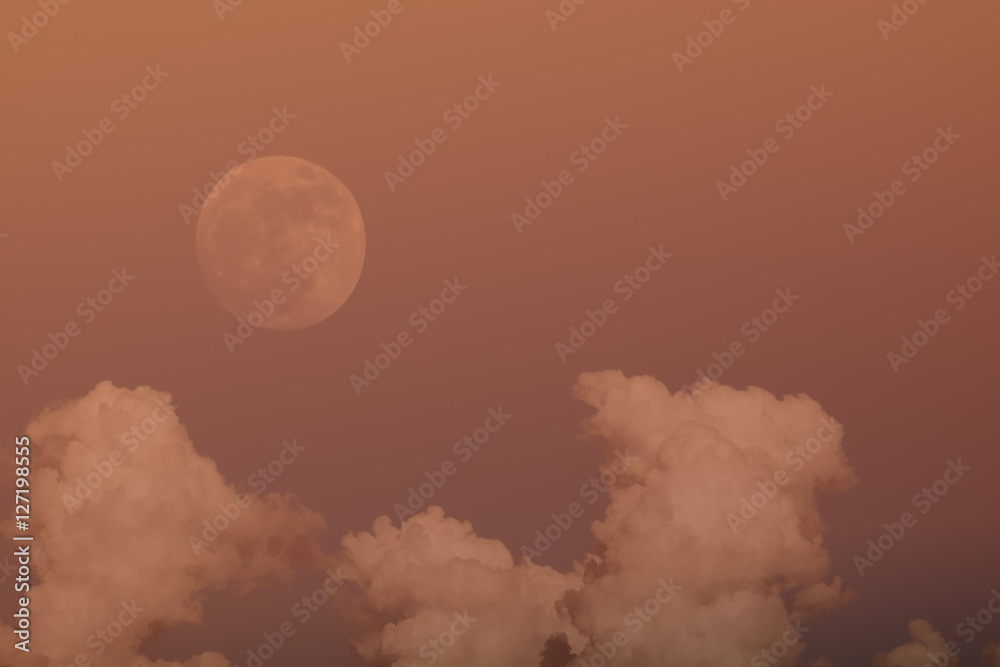 Fototapeta premium super full moon in 68 years with clear blue sky cloud daytime for background backdrop use